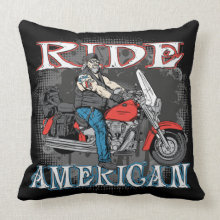 Ride American Motorcycle Decorative Pillow throwpillow