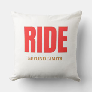 Ride Beyond Limits – Motivational Biker Typography Throw Pillow