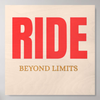 Ride Beyond Limits – Motivational Biker Typography Wood Photo Tile