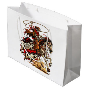 Ride Beyond Limits Skeleton Cowboy Western Design Large Gift Bag
