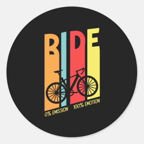 Ride Bike Retro Vintage Cycling Biking Cyclist Gif Classic Round Sticker