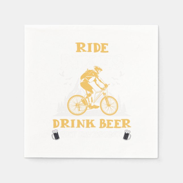 Ride Bikes Drink Beer Bicycle Mountain Bike Gift Napkins (Front)