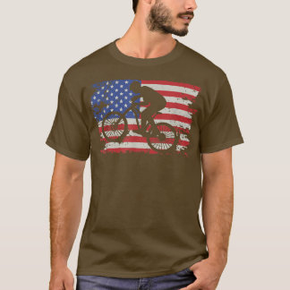 Ride Biking Cyclist USA Flag Bicycle Cycling Bike T-Shirt