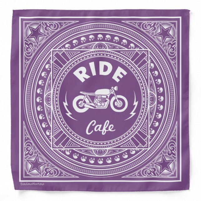 Ride Cafe Bandana - White Graphic (Front)
