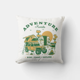 Ride Camp Explore Throw Pillow