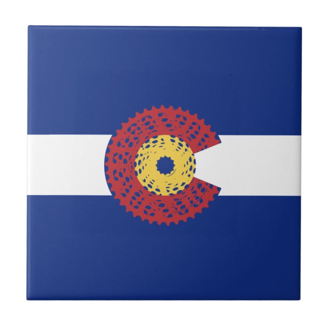 Ride Colorado (Bicycle Cassette) Ceramic Tile (Front)