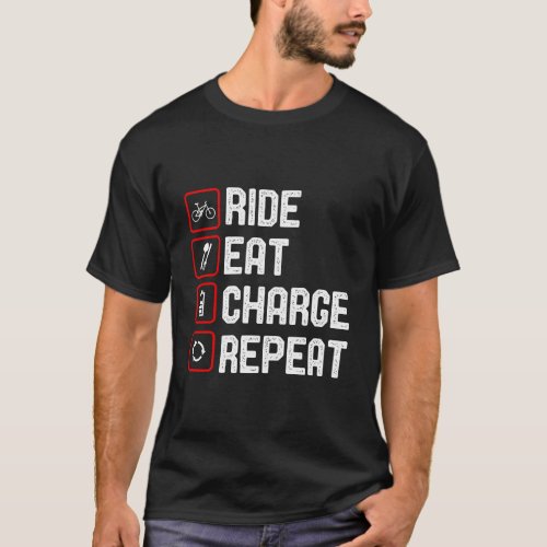 Ride Eat Charge Repeat Funny E_Bike T_Shirt