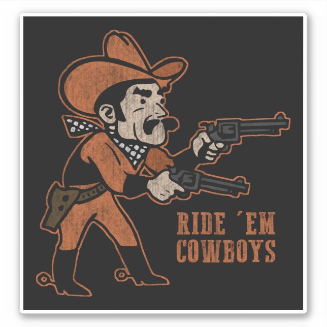 Ride 'Em Cowboys Vintage Distressed Black Sticker (Front)