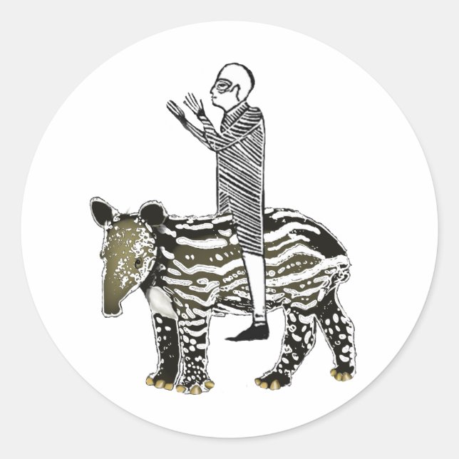 Ride em' tapir classic round sticker (Front)