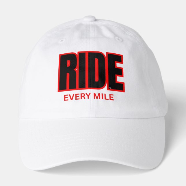 Ride Every Mile – Motorcycle Adventure Typography  Hat (Front)