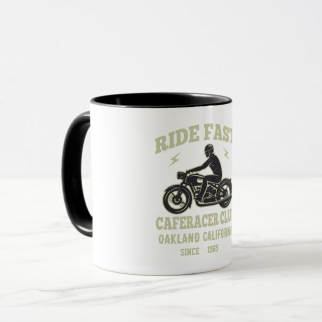 Ride Fast Cafe Racer Club Custom Mug (Front Left)