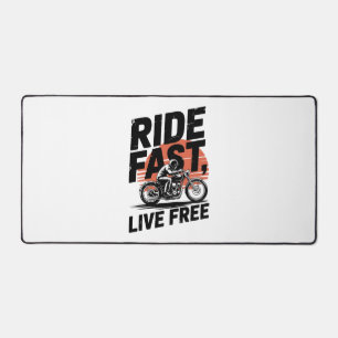 Ride Fast Live Free Bicyclist T-shirt Desk Mat