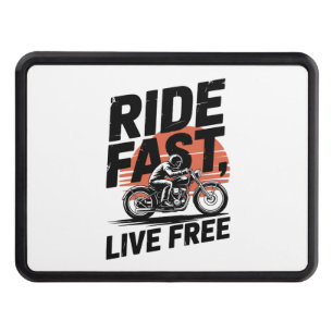 Ride Fast Live Free Bicyclist T-shirt Hitch Cover