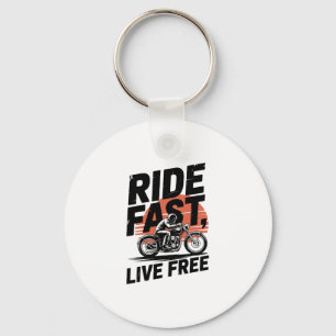 Ride Fast Live Free Bicyclist T-shirt Keychain