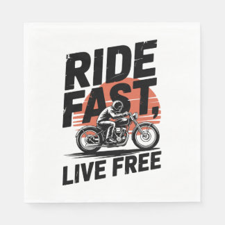 Ride Fast Live Free Bicyclist T-shirt Napkins