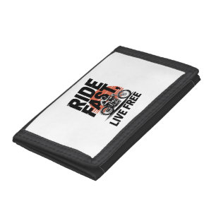 Ride Fast Live Free Bicyclist T-shirt Tri-fold Wallet