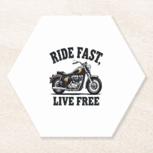 Ride Fast, Live Free Motorcycle Paper Coaster