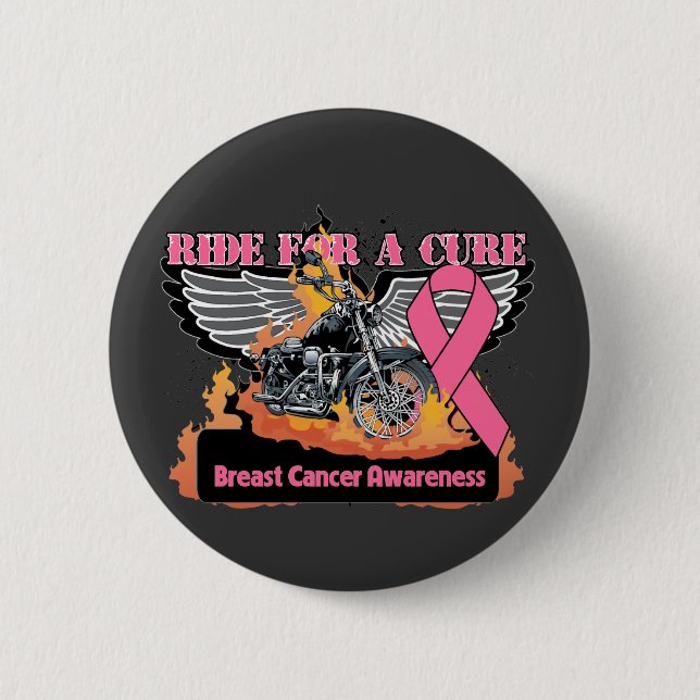 Ride For a Cure - Breast Cancer Button (Front)