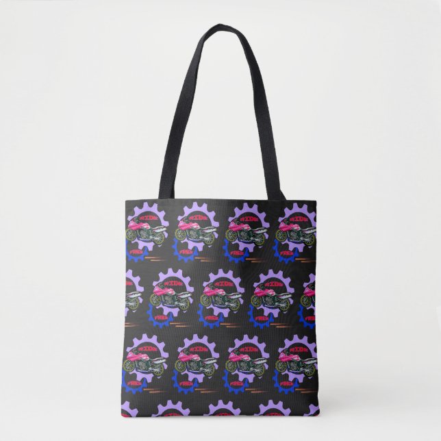Ride Free and Safe Motorbike  Tote Bag (Front)