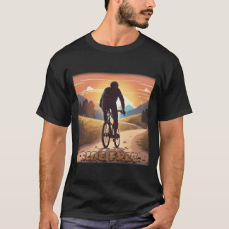 "Ride Free" Bike Rider into the Sunset Design T-Shirt