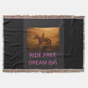 Ride Free Dream Big Horse Rider Sunset Throw Blanket