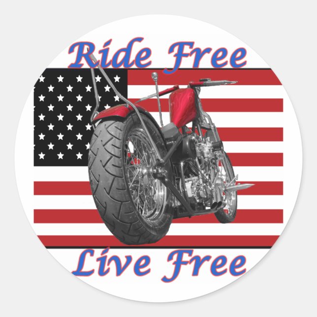 Ride Free Live Free Classic Round Sticker (Front)