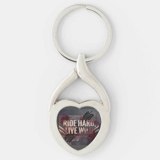 ride hard live wild keychain (Front)