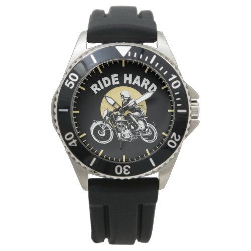 Ride Hard Motorcycle Sunset Rider Watch