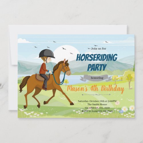 Ride horseback boy birthday invitation