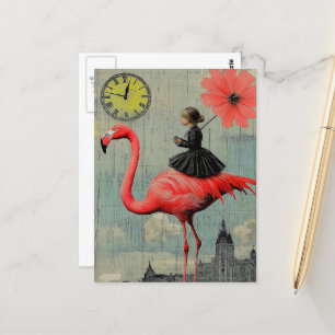 Ride in a Pink Flamingo Postcard
