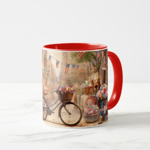 Ride into Festive Freedom Join the Bicycle Parade Mug