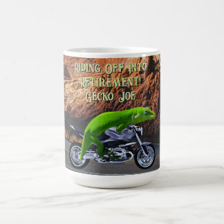 Ride into Retirement Custom Gecko Motorcycle Coffee Mug