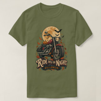 Ride Into the Night Halloween Vintage Motorcycle T-Shirt