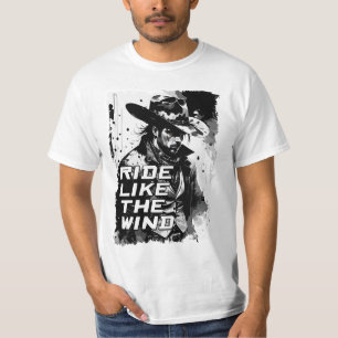 Ride Like The Wind Rugged VIntage Wild West Cowboy T-Shirt