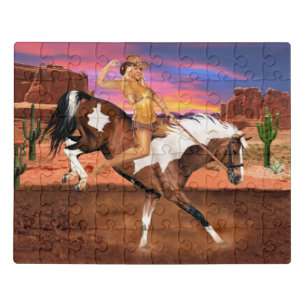 RIDE’M BRONCO COWGIRL JIGSAW PUZZLE