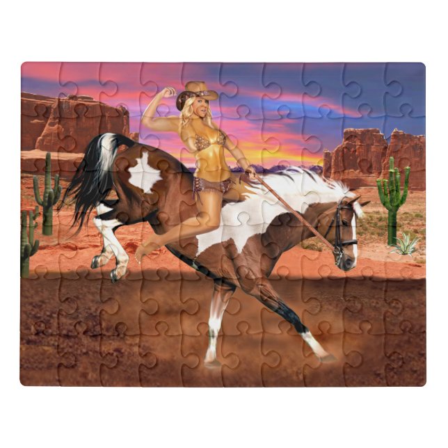 RIDE’M BRONCO COWGIRL JIGSAW PUZZLE (Puzzle Horizontal)