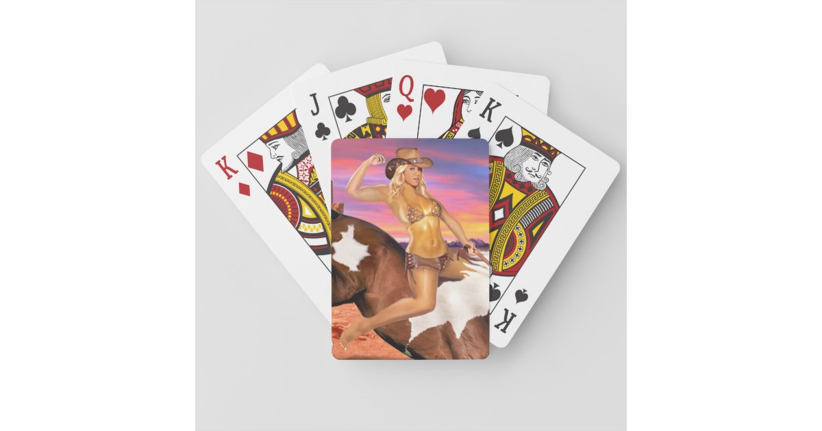 Ridem Bronco Cowgirl Playing Cards 