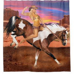 RIDE’M BRONCO COWGIRL SHOWER CURTAIN