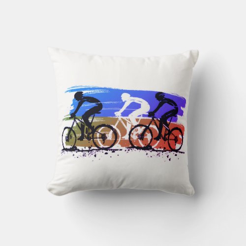 Ride More Worry Less Cycling Adventure Tee Throw Pillow