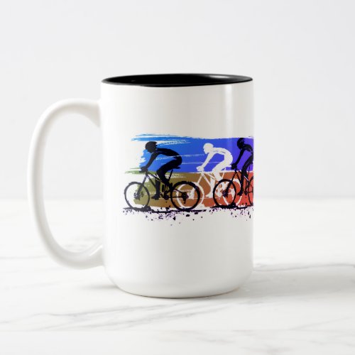 Ride More Worry Less Cycling Adventure Tee Two_Tone Coffee Mug