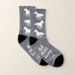 Ride More Worry Less Gray Horse Riding Socks