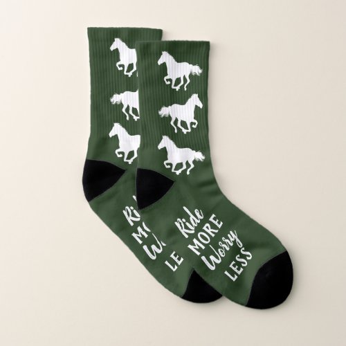 Ride More Worry Less Green Horse Riding Socks