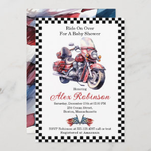 Ride on Over Motorcycle Baby Shower Invitation