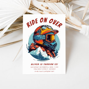 Ride on Over Snowboarding Birthday Party Invitation