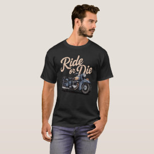 Ride or Die Classic 1940s Motorcycle Sketch Biker T-Shirt