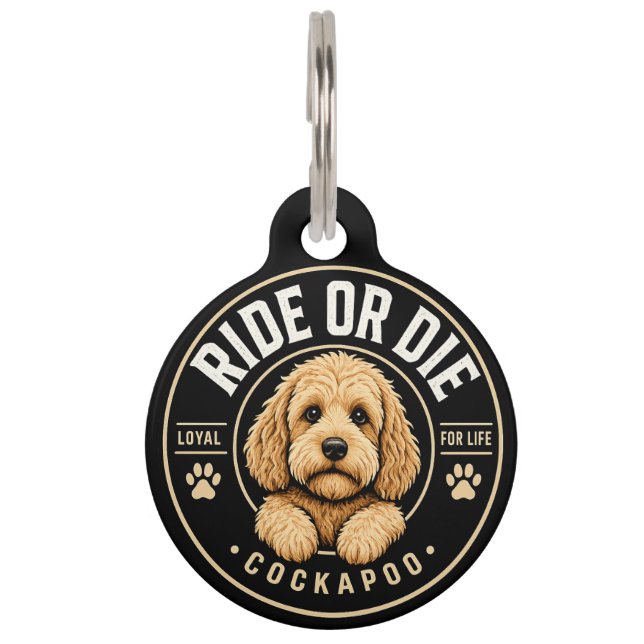 Ride or Die Cockapoo Pet Tag (Front)