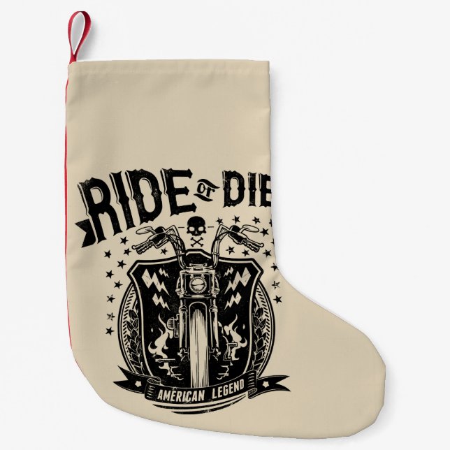 Ride or Die Motorcycle Small Christmas Stocking (Front)