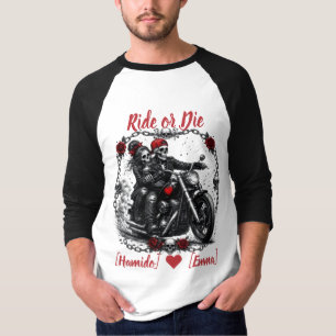 Ride or Die Personalized Skeleton Couple T-Shirt