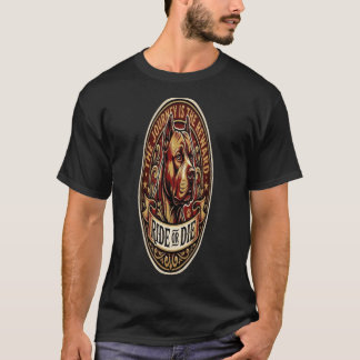 Ride or Die Pitbull Vintage Biker Badge T-Shirt