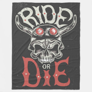 Ride or Die Viking Skull Fleece Blanket